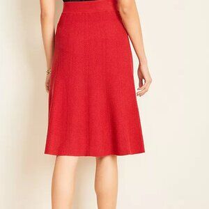 Ann Taylor Knit Red Women's Midi Petite Skirt [XXS]